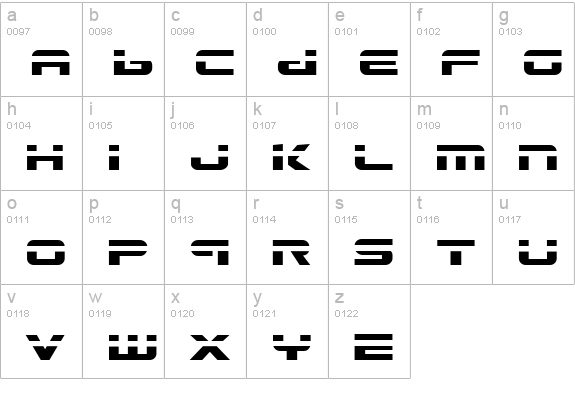 Gunship Laser lowercase a-z preview