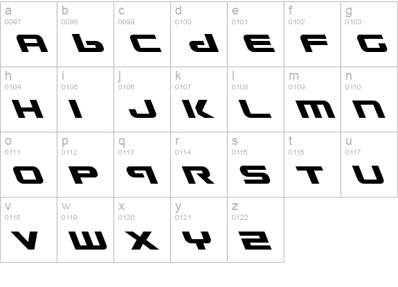 Gunship Leftalic lowercase a-z preview