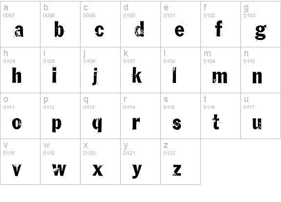 Gutter lowercase a-z preview