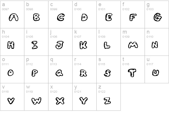 Gwibble lowercase a-z preview