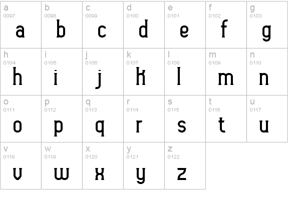 Gyneric BRK lowercase a-z preview