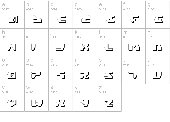 Gyrfalcon 3D lowercase a-z preview