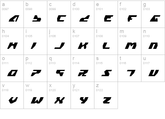 Gyrfalcon Italic lowercase a-z preview