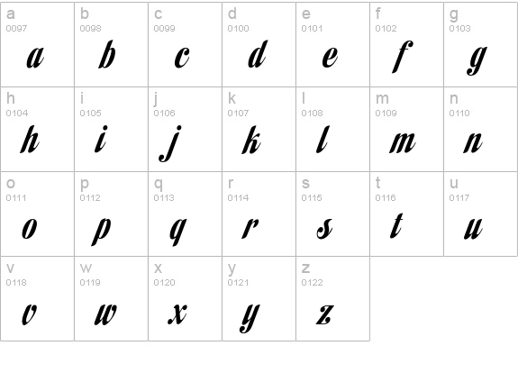 HabanoST lowercase a-z preview