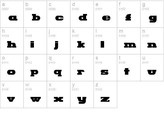 Hackney Block lowercase a-z preview