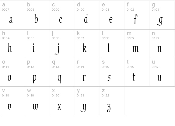 Hadfield Std lowercase a-z preview