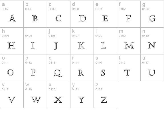 HadrianoStoneCut lowercase a-z preview