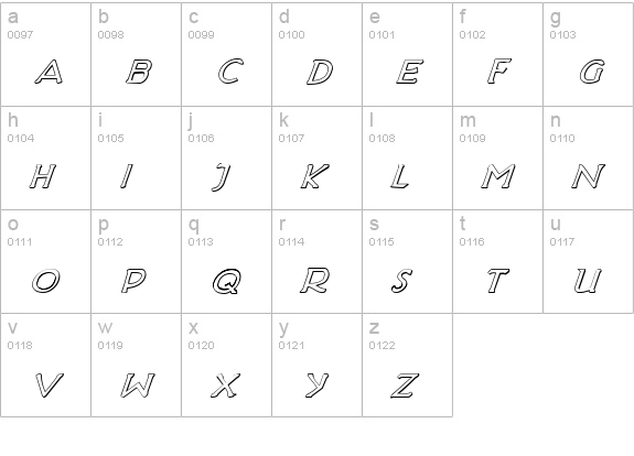 Hadriatic Shadow Italic lowercase a-z preview
