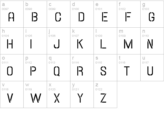 Hallandale Stencil JL lowercase a-z preview
