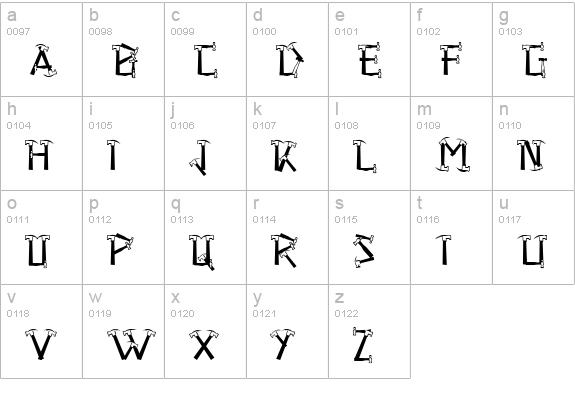 Hammered lowercase a-z preview