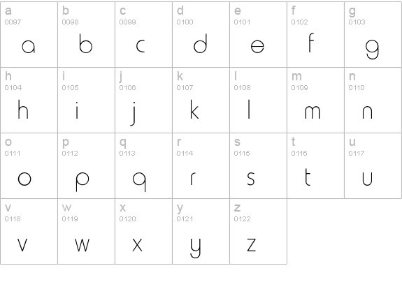 HammerThin lowercase a-z preview