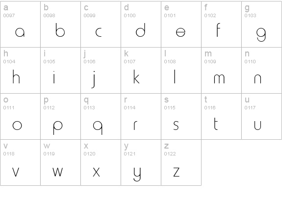 HammerThin Regular lowercase a-z preview