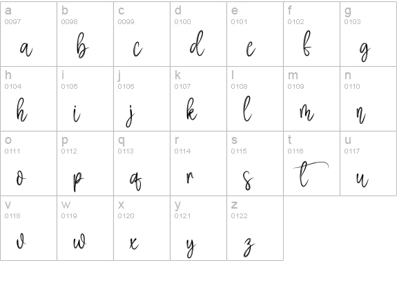 Hamster Signature lowercase a-z preview