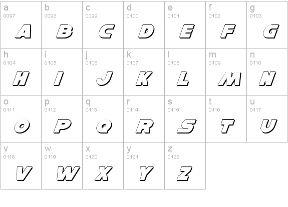 Han Solo Shadow Italic lowercase a-z preview