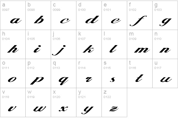 Hancock Ex lowercase a-z preview
