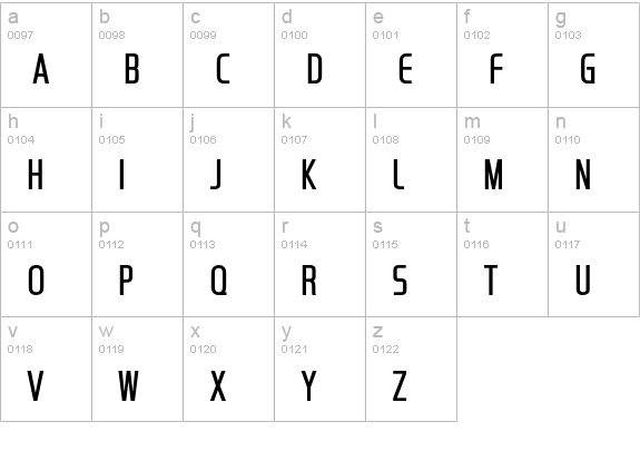 Handel Gothic Compress D Light lowercase a-z preview