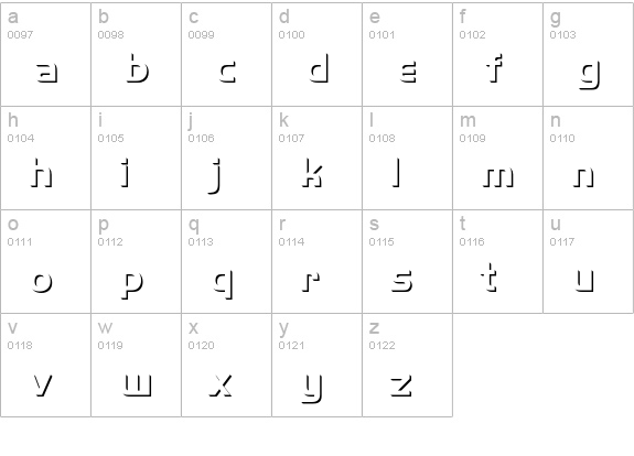 Handel Gothic Only Shadow D Bold lowercase a-z preview