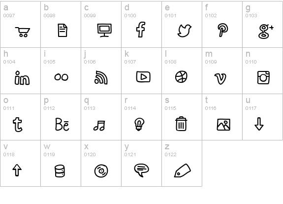 Handie Icons lowercase a-z preview