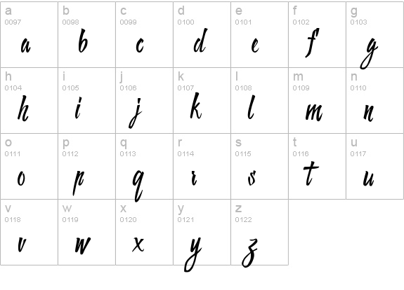 Handletter lowercase a-z preview