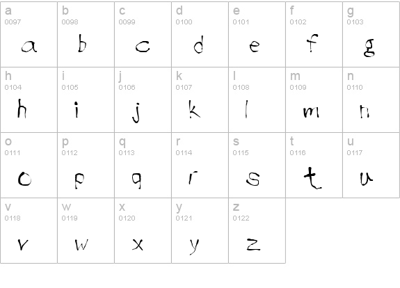 Handwrite Regular lowercase a-z preview
