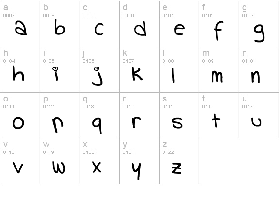 handwriting lowercase a-z preview