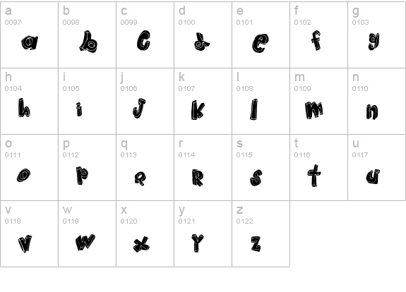HANGUP lowercase a-z preview
