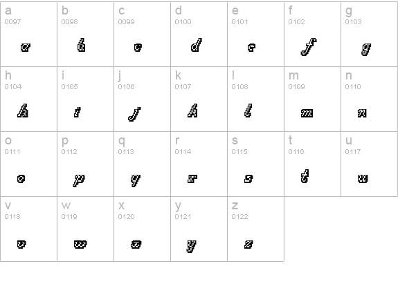 Hannelore Outline lowercase a-z preview