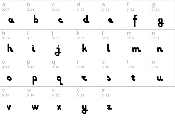 Happy Days Upright lowercase a-z preview