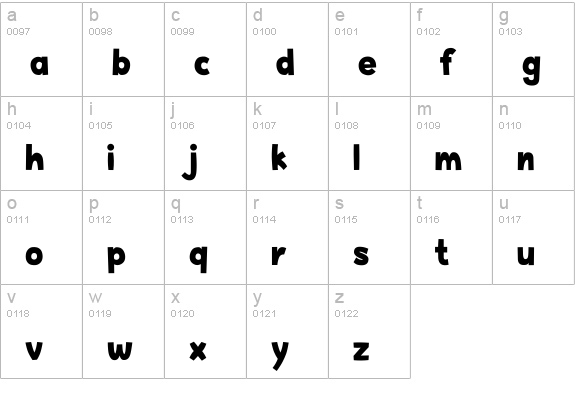 Happy Hell lowercase a-z preview