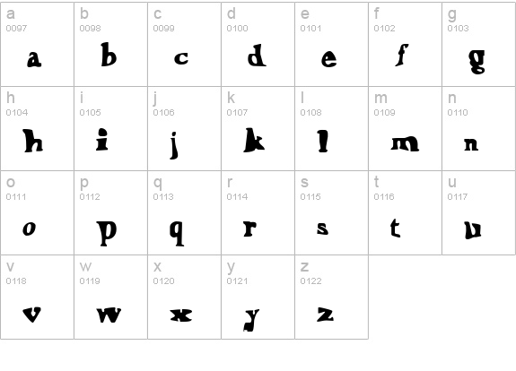 Happy LarryRegular lowercase a-z preview