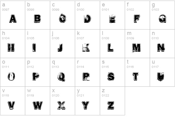 HARD ROCK lowercase a-z preview