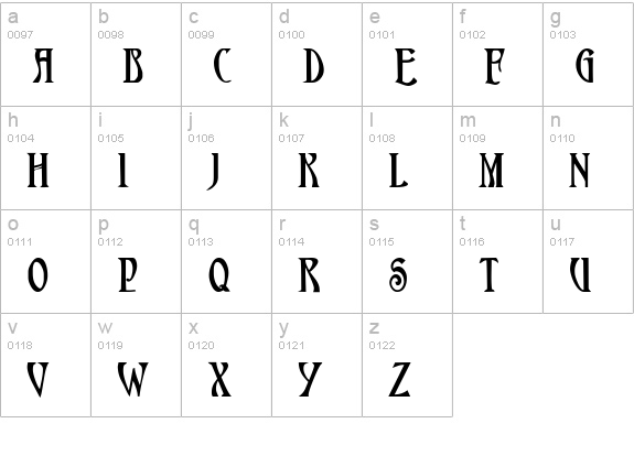 HardinCaps Bold lowercase a-z preview