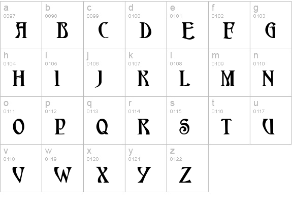 HardinCapsWide Bold lowercase a-z preview