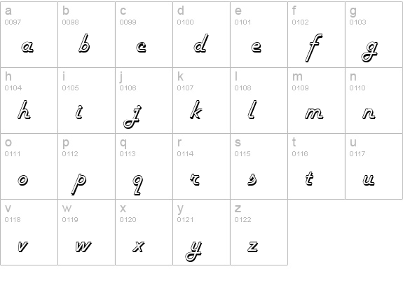 Harlow Plain lowercase a-z preview