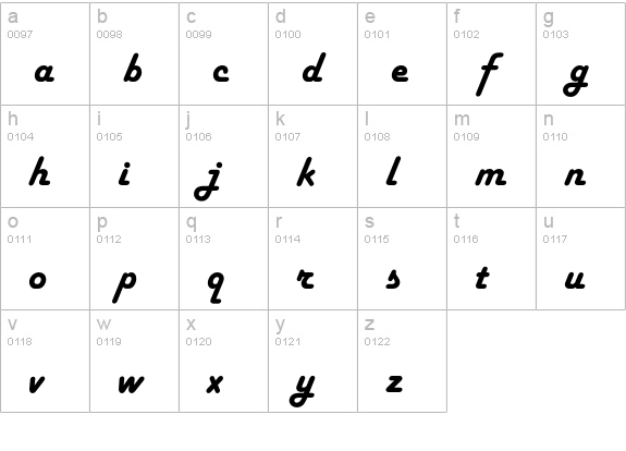 HarlowEF-Solid lowercase a-z preview