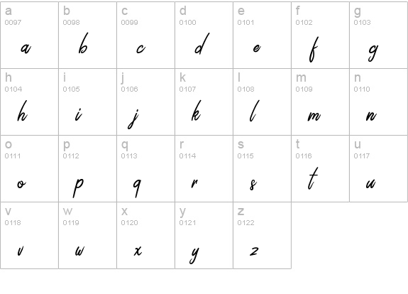 Harmonic Script lowercase a-z preview
