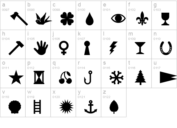 Harold's Pips lowercase a-z preview