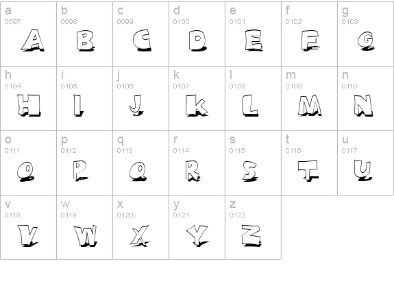 HattrickShadow lowercase a-z preview