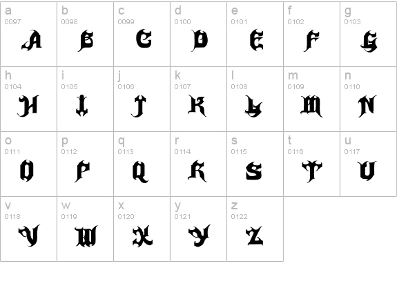 Haunted-Normal lowercase a-z preview