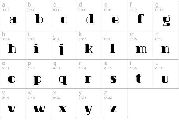 Hazelnut Black lowercase a-z preview