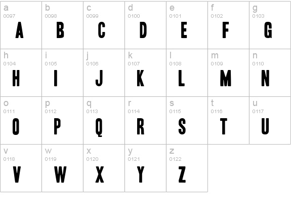 Headline One HPLHS lowercase a-z preview