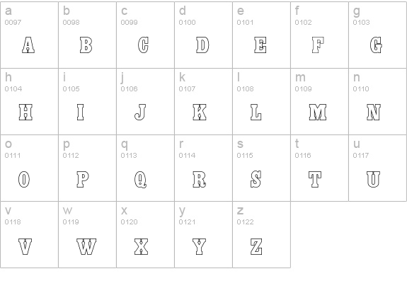 HeadlinerOutline lowercase a-z preview