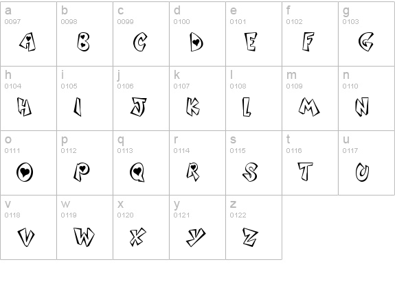Heart Attack lowercase a-z preview