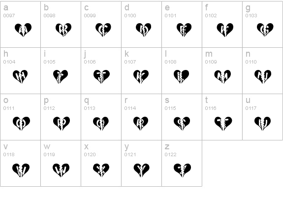 Heart Broken lowercase a-z preview