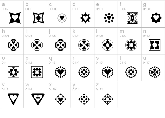 Heart Things lowercase a-z preview