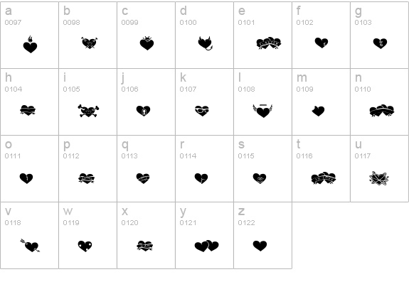 HeartBreaker BTN lowercase a-z preview