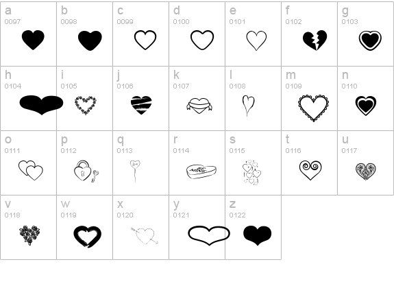 heARTs lowercase a-z preview