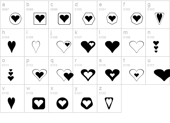 Hearts for 3D FX lowercase a-z preview