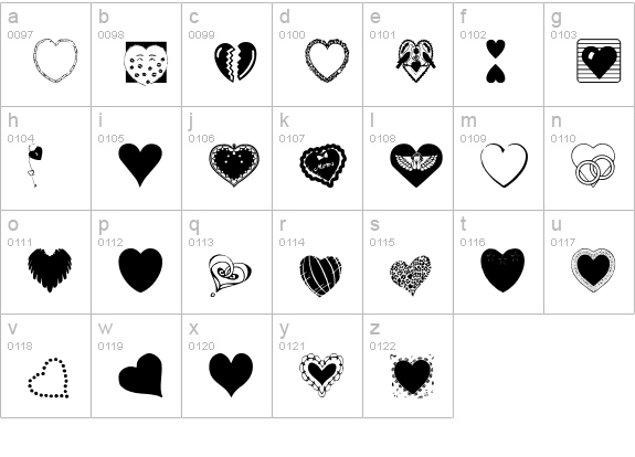 Hearts Galore lowercase a-z preview