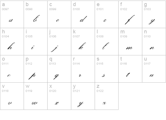 Heather Script Two lowercase a-z preview